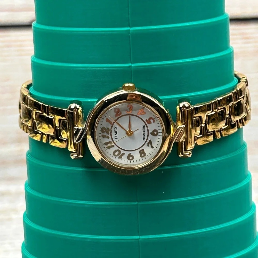 Timex Womens Gold‎ Tone Dress Watch White Dial Arabic Numerals G4